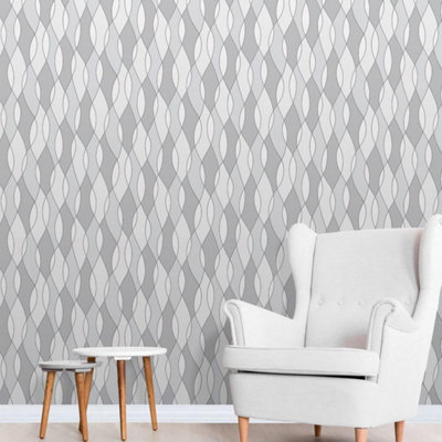 Fine Décor Apex Wave Grey Wallpaper