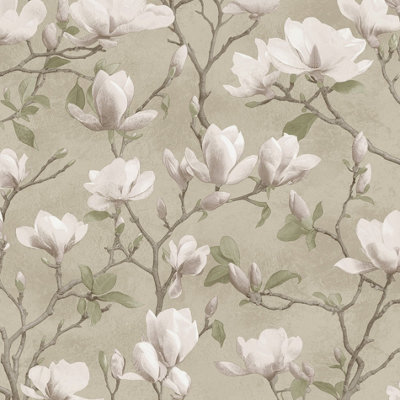 Holden Décor Holden Opus Petalina Magnolia Flowers Floral Bloom Beige Pink Wallpaper 36400 from B&Q