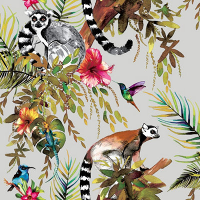 B&Q -  Lemur Wallpaper Silver Holden 12401