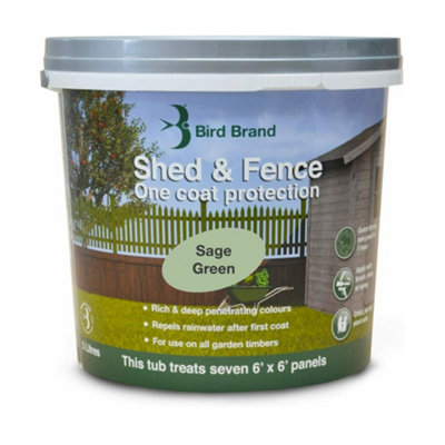 Bird Brand 5 Litre Shed & Fence One Coat Protection- Sage Green