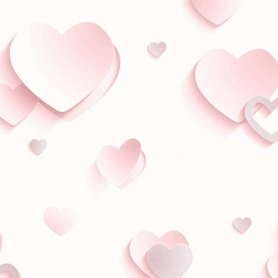 Muriva 3D Glitter Hearts Pink Wallpaper J92603 from B&Q
