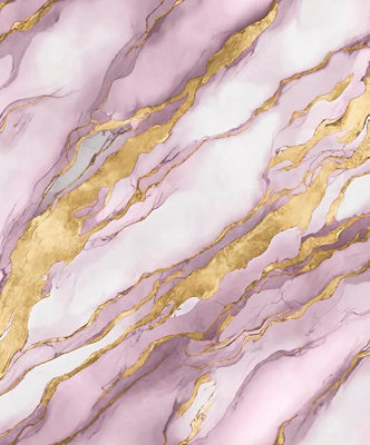 Zed Décor Wpe Heavyweight Vinyl Wallpaper Breccia Marble Design In Soft Lilac/pink/gold62509 from B&Q
