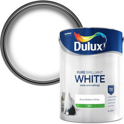Dulux Pure Brilliant White Silk Emulsion 5L from B&Q