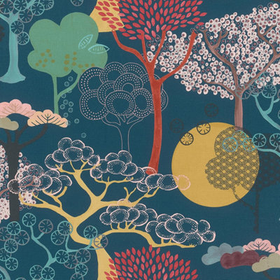 Rasch Tapeten Abstract Woodland Dark Blue Wallpaper 539967 from B&Q