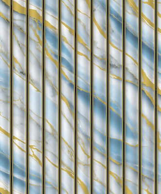 WPE® Wpe Marble Effect Metallic Vinyl 3D Wall Panel Design WallpaperBlue Tones With Gold Veins Sl115310.05L X 0.52W Metres from B&Q