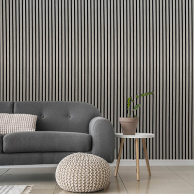 Built Right Acoustic Slat Wall PanelsSilver Oak2400mm X 600mm from B&Q