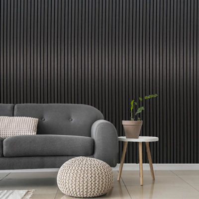 Built Right Acoustic Slat Wall PanelsMidnight Dark2400mm X 600mm from B&Q