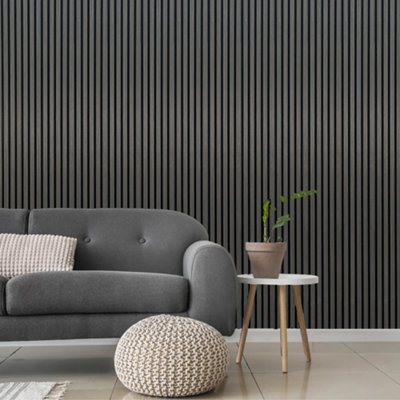 Built Right Acoustic Slat Wall PanelsGrey Oak2400mm X 600mm from B&Q