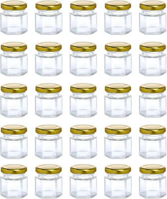 ATEK 45Ml Hexagonal Glass Jars Airtight Lids Pack Of 30 Reusable Preserving Storage Jar Jams Dry Foods Nuts Honey Baby Foods Crafts from B&Q