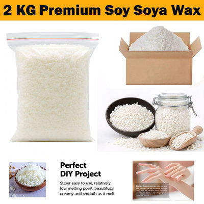 ATEK Premium 2Kg Pure Soy Wax White Soya Flakes 100% Natural Vegan Organic Diy Soap Melt Perfect For Scented Tealights Craft Candles from B&Q