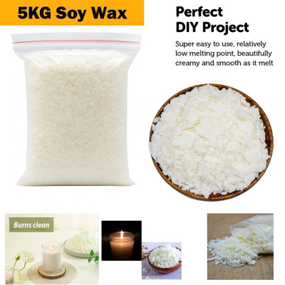 ATEK Premium 5Kg Pure Soy Wax White Soya Flakes 100% Natural Vegan Organic Diy Soap Melt Perfect For Scented Tealights Craft Candles from B&Q