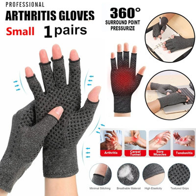 ATEK Small Fingerless Compression Arthritis Gloves Pair Of 1 Men Women Pain Relief Symptoms Glove Rheumatoid Osteoarthritis Raynauds from B&Q