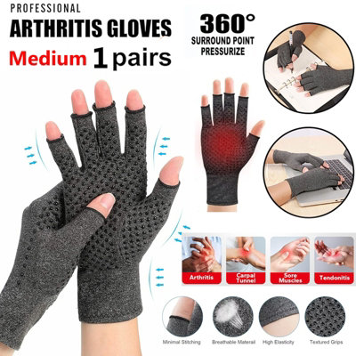 ATEK Medium Fingerless Compression Arthritis Gloves Pair Of 1 Men Women Pain Relief Symptoms Glove Rheumatoid Osteoarthritis Raynauds from B&Q