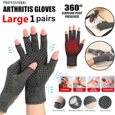 ATEK Large Fingerless Compression Arthritis Gloves Pair Of 1 Men Women Pain Relief Symptoms Glove Rheumatoid Osteoarthritis Raynauds from B&Q