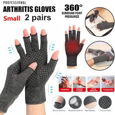 ATEK Small Fingerless Compression Arthritis Gloves Pair Of 2 Men Women Pain Relief Symptoms Glove Rheumatoid Osteoarthritis Raynauds from B&Q
