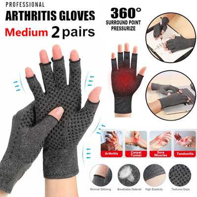 ATEK Medium Fingerless Compression Arthritis Gloves Pair Of 2 Men Women Pain Relief Symptoms Glove Rheumatoid Osteoarthritis Raynauds from B&Q