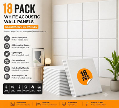 B&Q -  18 Pack Sound Proofing Panels Self-Adhesive Square Acoustic Absorbing Panels For WallHigh Density Insulation Soundproofing