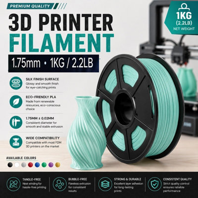 Atek Pla 3D Printer Filament 1.75Mm 1Kg Green Teal Spool Low Warp Fdm - Image 3