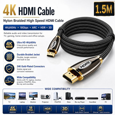 Atek Premium 1.5 Meter V2.0 Hdmi Cable Gold High Speed
