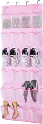 ATEK Over Door Shoe Storage 24 Large Mesh Pockets Hanging Shoe Rack With Hooks For Men Women And Kids Space Saving Door Organizer