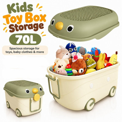 Atek 70L Kids Toy Storage Box With Lid And Wheels - Image 3