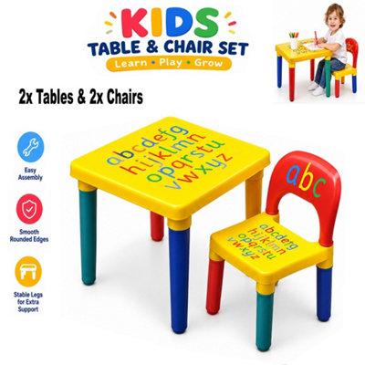 Atek Unisex Multicolor 2 Pack Kids Abc Alphabet Plastic Table & Chair Set Vibrant Durable Furniture Learning & Play Multi-Color For Toddler Yellow & Red - Image 3