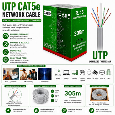 Atek Cat5e Ethernet Cable - Grey - Image 3