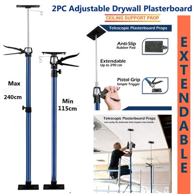 ATEK 2Pcs Ceiling Drywall Plasterboard Lifter Acrow Easy Props Support115-240Cm Extendable Telescopic Drywall Builders Props from B&Q