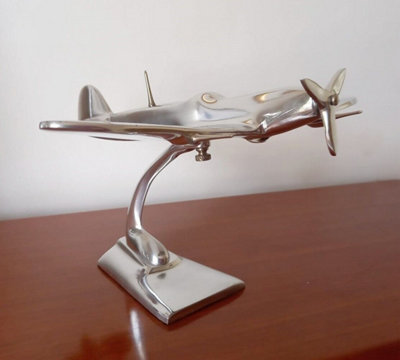 Inspirational Gifting Spitfire Aeroplane Ornament Aluminium Plane Sculpture Gift from B&Q