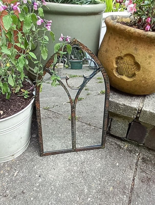 Inspirational Gifting Grey/Light Leavesdon Arched Window Mirror For Home Or Garden Tall 40Cm