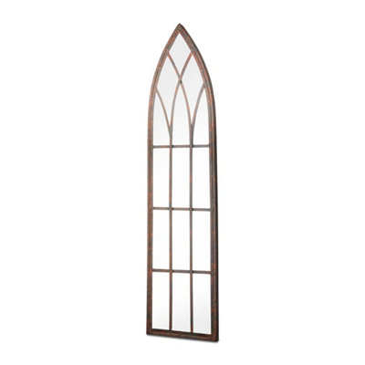 Inspirational Gifting Lovely metal rustic outdoor or home slimline mirror with gothic style arch - 1m tall - Image 3