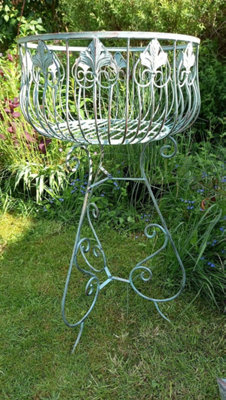 B&Q -  Urn Flower Planter Table Pot Holder In Verdigris Metal With Antique Style