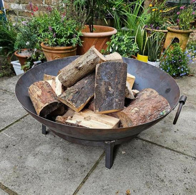 Inspirational Gifting Bbq Fire Pit Kadai Steel 80Cm Diameter Authentic Hand Made Steel Indian Karai With Stand And Grill