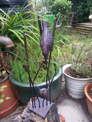 Inspirational Gifting Birds On Reeds Garden Sculpture Statue Ornament from B&Q