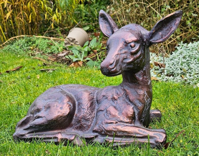 B&Q Laying Fawn Garden Sculpture Deer Ornament