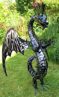 Inspirational Gifting Eastern Dragon Garden Ornament Sculpture Large - Metal Platework (72cm Tall) - Image 4