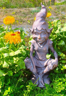 Inspirational Gifting Pixie Perching Garden Sculpture, 55cm Brown Polystone Resin Ornament - Image 8
