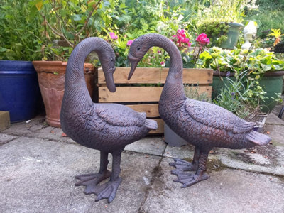 B&Q -  Pair Of Geese Sculptures Garden Ornament