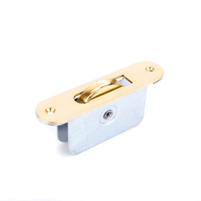 Sash Heritage 2.25 Inch Ball Bearing Brass Wheel Pulley With Radius FaceplatePolished Brass from B&Q