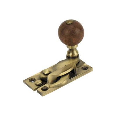 Sash Heritage Claw Fastener With Rosewood Knob (Non-Locking)Antique Brass
