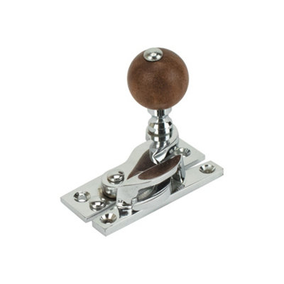 Sash Heritage Claw Fastener With Rosewood Knob (Non-Locking)Polished Chrome