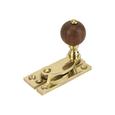Sash Heritage Claw Fastener With Rosewood Knob (Non-Locking)Polished Brass
