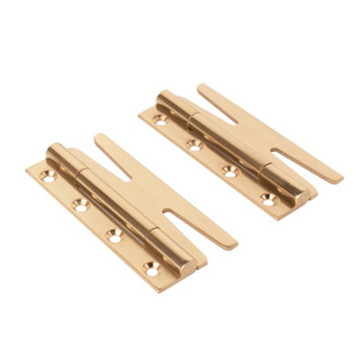  - Simplex Solid Brass Slim Hinges (Sold In Pairs)Polished Brass