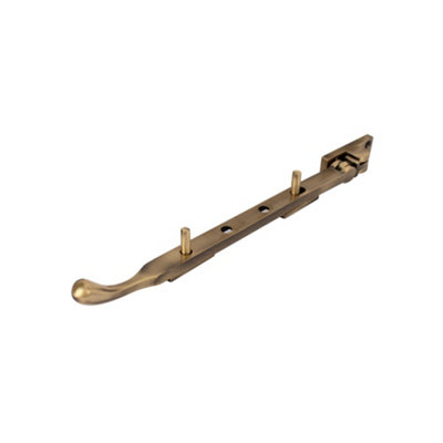 Dart Bulb End Brass Window Stay 10" (250mm)Antique Brass from B&Q