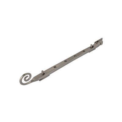 Dart Monkey Tail Brass Window Stay 12" (300mm)Satin Nickel from B&Q