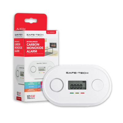 Safe-Tech Wireless Interlinked Carbon Monoxide Alarm With Digital Display10 Year SensorBs En 50291-1:2018 from B&Q