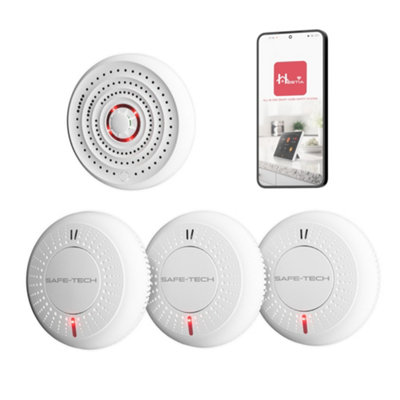Safe-Tech Wireless Interlinked Smoke Alarms And Heat Alarm Bundle For Home1 Heat Alarm & 3 Smoke Alarms from B&Q