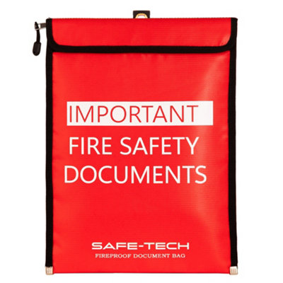 Safe-Tech 800 Dgrees Celsius Tested Fireproof Document HolderA4 Fire Proof Document Bag For Fire Safety Log Book from B&Q