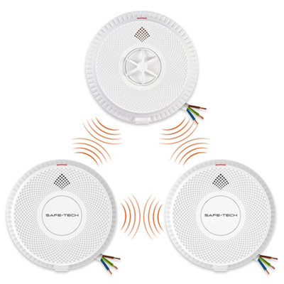 Safe-Tech Mains Powered Interlinked Smoke & Heat Alarm Kit With Backup Battery from B&Q