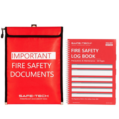 Safe-Tech Fireproof Document Bag & 1 Year Fire Safety Log Book For Certificates & Insurance Files from B&Q